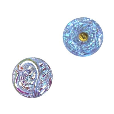 1個 ハンドペイントガラスボタン（飾り付き）、サイズ10（22.5 mm）、ガラス、チェコ共和国