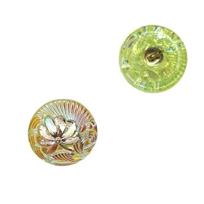 1個 手描きガラスボタン（飾り付き）、サイズ8（18 mm）、ガラス、チェコ共和国