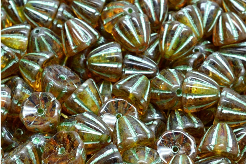 Flower Cupola Beads, Crystal Travertin 54322 (00030-86800-54322), Glas, Tschechische Republik