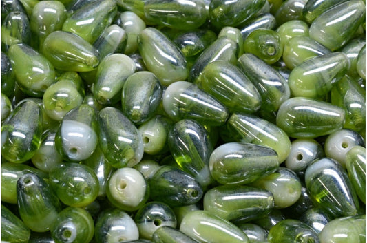 Drop Beads, Olive Green Hematite (06508-14400), Glass, Czech Republic