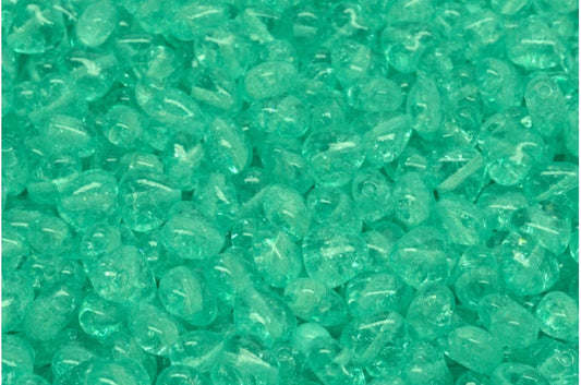 奥特莱斯 10克心形珠，6 x 6毫米，水晶裂纹浅绿松石（00030-85500-34309），玻璃，捷克共和国