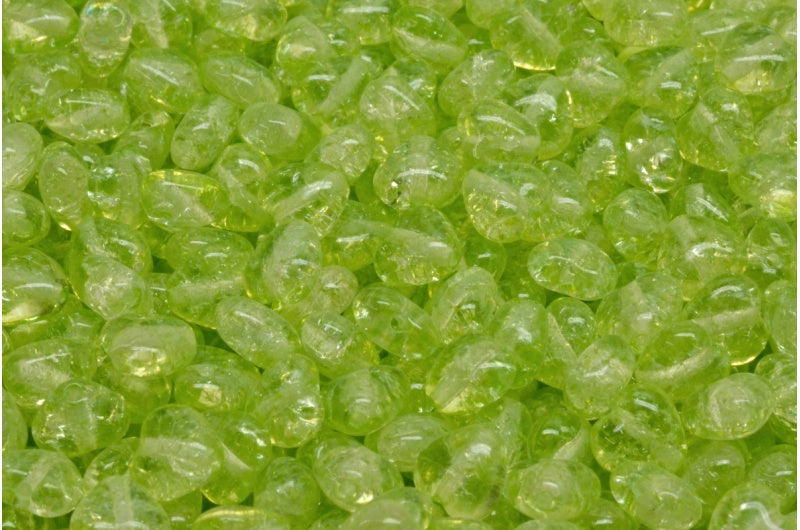 ハートビーズ、クリスタルクラックライトグリーン（00030-85500-34310）、ガラス、チェコ共和国