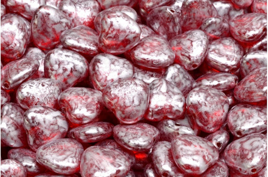 Heart Beads, Ruby Red 86700 (90080-86700), Glass, Czech Republic