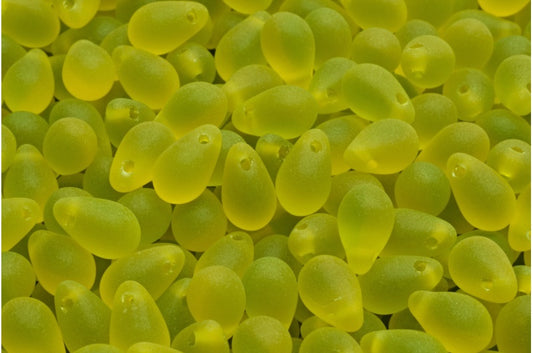 Drop Beads, Transparent Yellow Transparent Green Matte (80020-50220-84100), Glass, Czech Republic