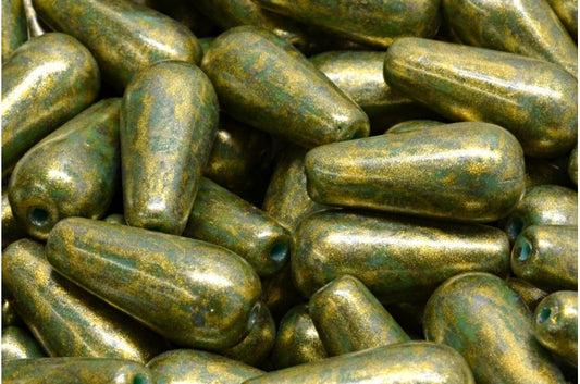 Drop Beads, Turquoise Silver Splash Light Yellow (63130-86790-34302), Glass, Czech Republic