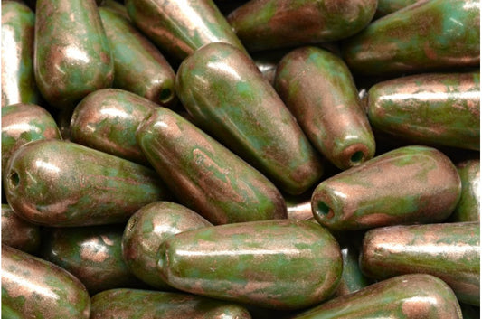 Drop Beads, Turquoise Travertin 86750 (63130-86800-86750), Glass, Czech Republic