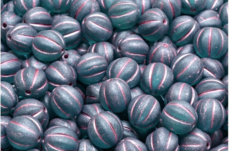 Melon Beads, Black Chrom (60220-84100-54321), Glass, Czech Republic