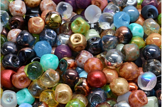 Mushroom Button Beads, 1 Mixed Colors (00001-mix), Glass, Czech Republic