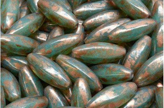 Peeled Olive beads, Opal Aqua 86750 (61100-86750), Glass, Czech Republic