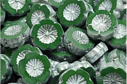 桌切夏威夷花珠，不透明绿色 86700 (53240-86700)，玻璃，捷克共和国