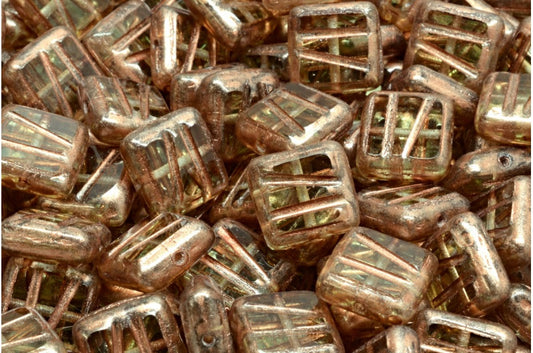 方形桌切珠，透明绿铜溅 (50500-86750)，玻璃，捷克共和国