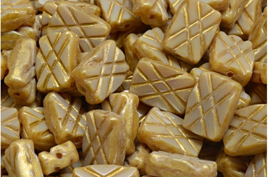 桌面切割设计矩形珠子，赤铁矿金溅色（14400-86720），玻璃，捷克共和国