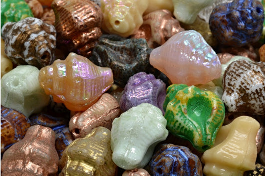 OUTLET 10 grams Murex Shell Beads, 15 x 12 mm, Mixed Colors (00001-mix), Glass, Czech Republic