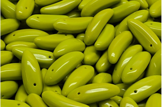 OUTLET 10 grams Banana Beads, 6 x 17 mm, Opaque Green (53400), Glass, Czech Republic