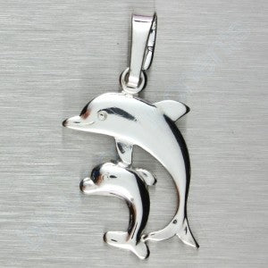 Pendant – Sterling Silver 925 – dolphins (20×10 mm)