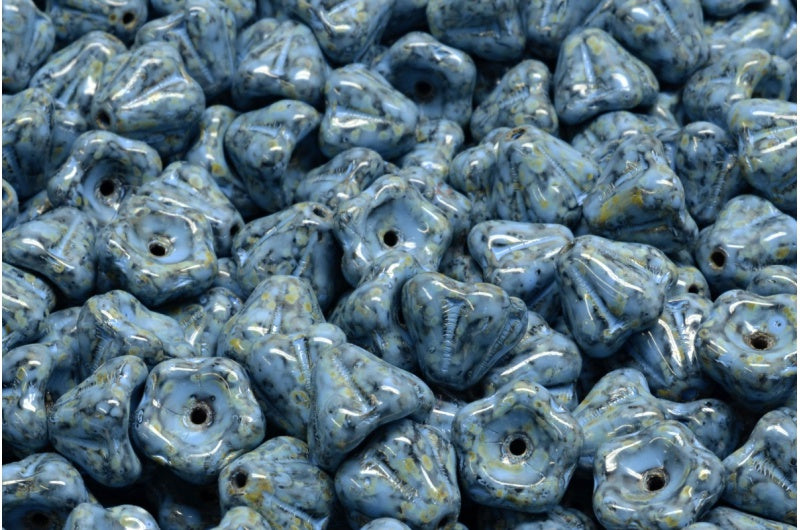 ベルフラワービーズ、ブラックトラバーチンブルースポット（23980-86800-33308）、ガラス、チェコ共和国