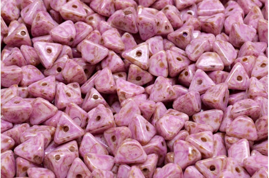 Half Pinch Beads, White Travertin Pink Spotted (02010-86800-33306), Glass, Czech Republic
