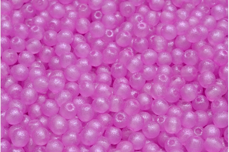 Round Druck Beads, Crystal Pink (00030-542002), Glass, Czech Republic