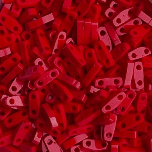 ミユキ ティラ/ハーフティラ/クォーターティラ 2穴ビーズ 不透明ダークレッド (QTL0408) ガラス製 日本製