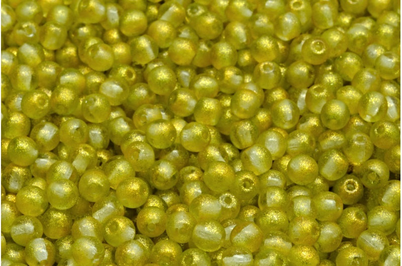 Round Druck Beads, Crystal Yellow (00030-542009), Glass, Czech Republic