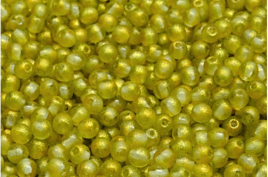 Round Druck Beads, Crystal Yellow (00030-542009), Glass, Czech Republic