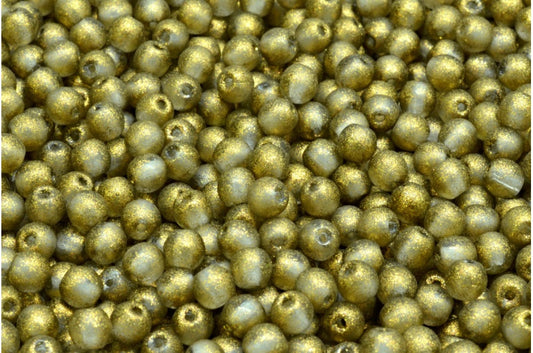 Round Druck Beads, Crystal Gold (00030-542013), Glass, Czech Republic