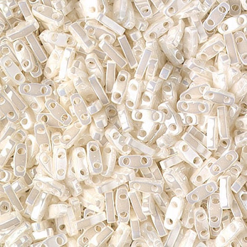 Miyuki Tila / Half Tila / Quater Tila 2-hole Beads, Antique Ivory Pearl Ceylon (HTL0592), Glass, Japan