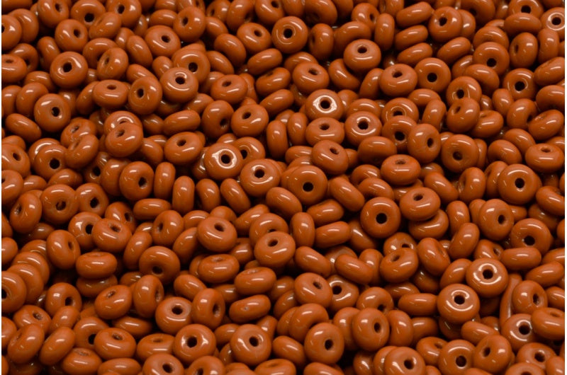 Rondelle Druck ビーズ、不透明ブラウン (13600)、ガラス、チェコ共和国