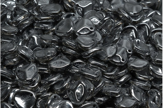 Rose Petal Beads, Black Hematite (23980-14400), Glass, Czech Republic