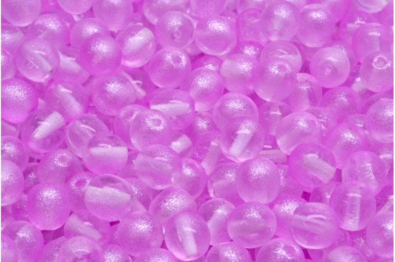 Round Druck Beads, Crystal Pink (00030-542002), Glass, Czech Republic