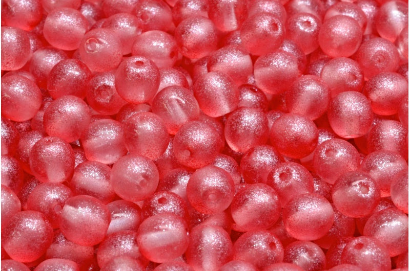 Round Druck Beads, Crystal Red (00030-542005), Glass, Czech Republic