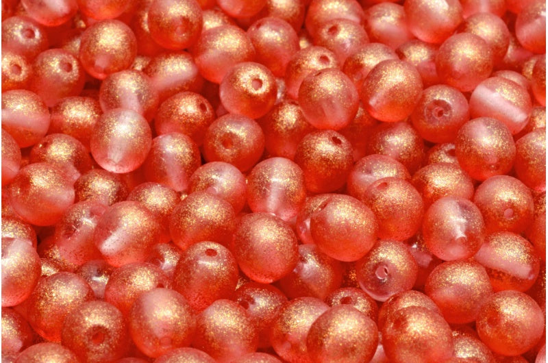 Round Druck Beads, Crystal Red (00030-542011), Glass, Czech Republic