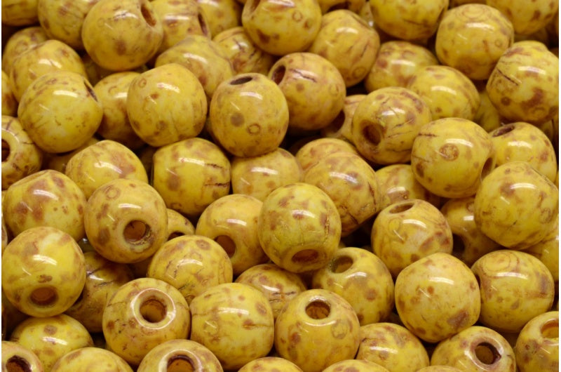 半圆形 Bedas，白色石灰华米色黄色斑点（02010-86800-33303），玻璃，捷克共和国