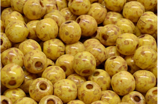 Semi Round Bedas, White Travertin Beige Yellow Spotted (02010-86800-33303), Glass, Czech Republic