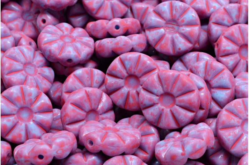 奥特莱斯 10克向日葵珠，12 x 12毫米，蓝色 84304 (63020-84304)，玻璃，捷克共和国