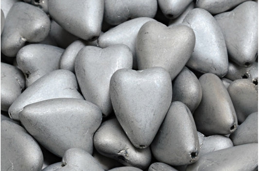 アウトレット 10グラム 細長いハートビーズ、16 x 13 mm、クリスタルマット27003 (00030-84100-27003)、ガラス、チェコ共和国