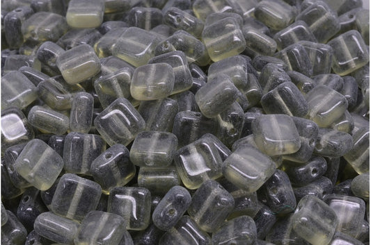 Square Beads, Gray (40010), Glass, Czech Republic