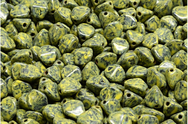 Pinch Beads, Black Travertin Beige Yellow Spotted (23980-86800-33303), Glass, Czech Republic