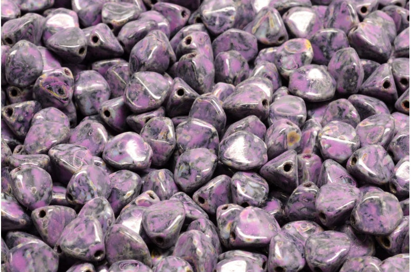 捏珠，黑色石灰华粉红斑点（23980-86800-33306），玻璃，捷克共和国