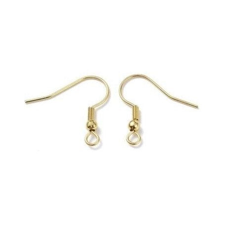 Afro Earring hook with spring and ball approx. 20x20 mm, Steel + Gold Plated 18K