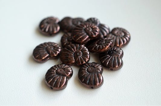 清仓 10克 贝壳珠，17 x 13毫米，黑色光泽紫罗兰全镀层 (23980-14496)，玻璃，捷克共和国