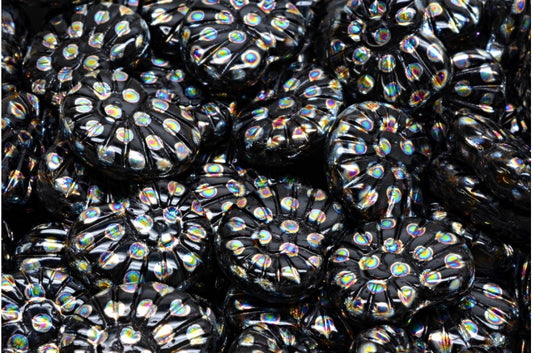 Shell Beads, Black 28701A (23980-28701A), Glass, Czech Republic