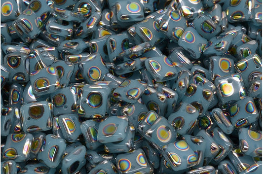 Squarelet Beads, Opal Aqua 2810A (61400-2810A), Glass, Czech Republic