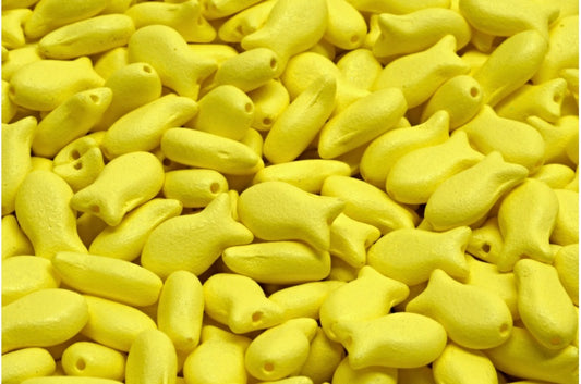 Simple Fish Beads, White Opal Bright Yellow Matte (02020-22M01), Glass, Czech Republic