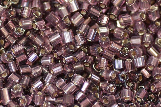 2-CUT Preciosa Ornela Rocailles Seed Beads, Amethyst, Silver Lined (27060), Glass, Czech Republic