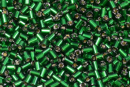 Bugles Preciosa Ornela Rocailles Seed Beads, Green Silver Lined (57620), Glass, Czech Republic