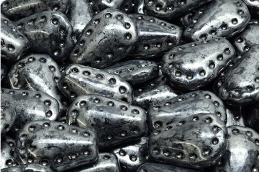 Lacy Tear Beads, Black Silver Splash (23980-86790), Glass, Czech Republic