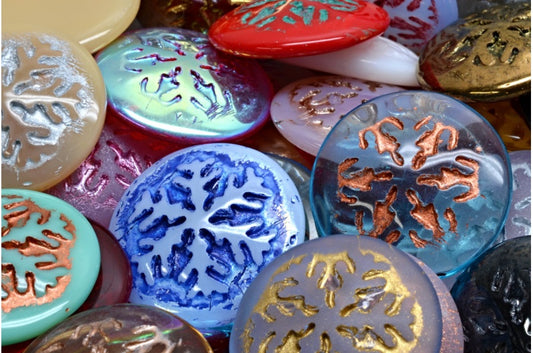 Snowflake Cabochon Beads, 1 Mixed Colors (00001-mix), Glass, Czech Republic