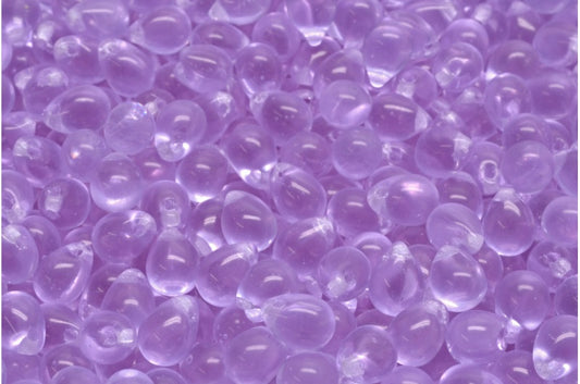 OUTLET 10 克水滴珠，5 x 7 毫米，透明浅紫水晶 (20310)，玻璃，捷克共和国