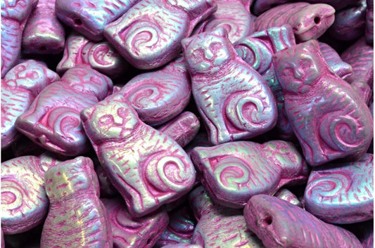 OUTLET 10 grams Cat Beads, 17 x 11 mm, R2239 Ab Full (2X Side) Pink Lined (R2239-28703-54321), Glass, Czech Republic